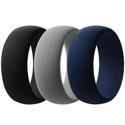 Anillo de boda de silicona duradero cómodo flexible negro azul marino gris NUEVO Foto 1 de 4