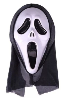 Scream Ghost Face Mask With Hood Horror Halloween Fun Scary Fancy Dress Scream - Image 1 of 4