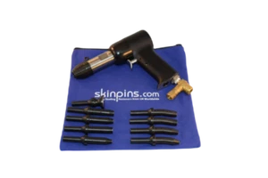 AIRCRAFT TOOLS 3X PNEUMATIC / AIR RIVET GUN WITH .401" 9PC SNAP SET IN POUCH - Picture 1 of 3
