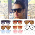  Oversized Black Flat Top Large Fashion Sunglasses Women Ladies UV400  .❉