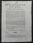 [Ancien Régime] DECLARATION DU ROY Province du Dauphiné Fortifications 1695