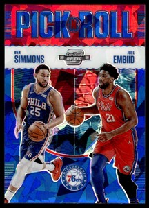 2020-21 Contenders Optic Pick/Roll Blue Cracked Ice #19 Joel Embiid Ben Simmons