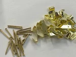 Ganci portafoto chiodi temprati spilla NUMERO MEDIO 2 X marca OTTONE appendiabiti specchio - Foto 1 di 11