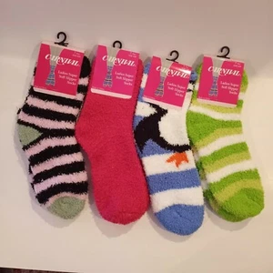 Carnival Ladies Super Slipper Socks 4 Pair Multicolored One Size - Picture 1 of 8