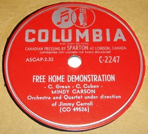 Columbia C2247 Mindy Carson Free Home Demonstration / Honey Darlin' 78 RPM E+ E+ - Picture 1 of 2
