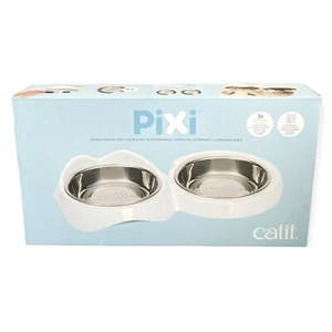 CATIT PIXI Double Feeding Dish Cats Kittens Whisker Stress-Free Stainless Steel - Picture 1 of 5