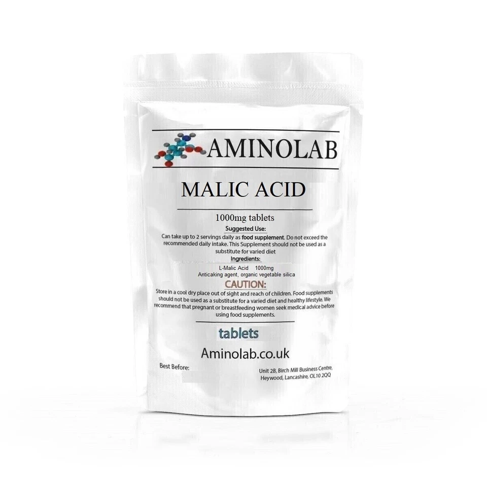 MALIC ACID 1000MG TABLETS - AMINOLAB - Fibromyalgia Relief, Energy Production