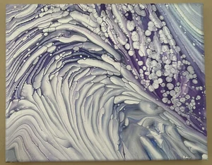 Art Hand Paint Pouring Acrylic Abstract  Wind In Clouds 8 X 10 New - Imagen 1 de 5