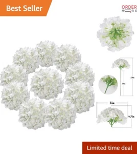 Silk Hydrangea Flowers Heads with Stems 10 Pack White for Wedding Home Decor - Picture 1 of 9