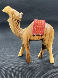 Carved Wooden Camel with Red Cloth Saddle - Picture 1 of 6