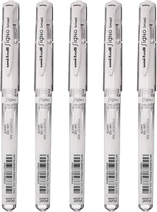 Uni-Ball Signo Broad Point Gel Impact Pen White 5 Pens - Picture 1 of 12