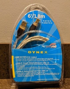 Dynex USB 2.0 6 Fuß A auf B Stecker auf Stecker Gerätekabel 1,8 m G18-USBS1B0-02 - Bild 1 von 2