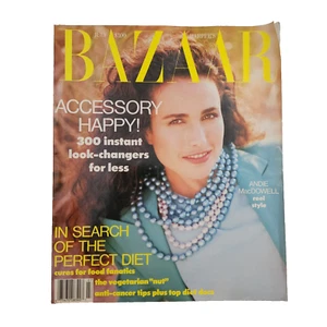 Andie MacDowell Vintage Harper's Bazaar Magazine July 1991 1990s Fashion Ads - Picture 1 of 15