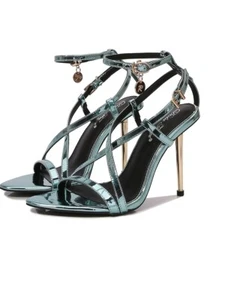 Sexy dünne hochhackige Damen-Sandalen spitz zulaufend Kreuz Schnalle Eisenabsatz - Bild 1 von 19