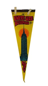 Banderín de fieltro vintage Impko NYC Empire State Building decoración retro 25x8 - Imagen 1 de 3