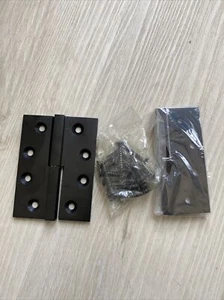 1 pair Brass Door Hinges 4”, Lift Off Square – Black Matte - Picture 1 of 5