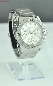 KOSTENLOSER Versand USA schicke Damenuhr GUESS silber Edelstahl Damen schön - Bild 1 von 1