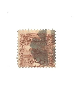 US Scott # 113, 2 cent brown, Post horse & Rider 1869, VF, scv $80 - Picture 1 of 2