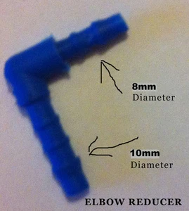 10mm - 8mm ELBEN STACHELREDUZIERSTÜCK KUNSTSTOFF STECKERSCHLAUCH REPARATUR KRAFTSTOFFROHRSCHREINER - Bild 1 von 1