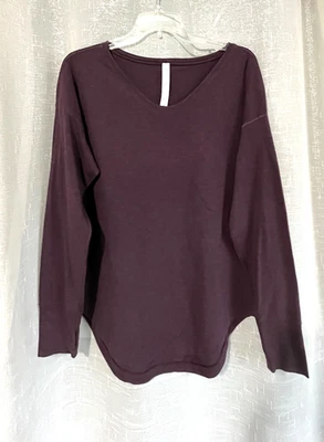 NEW Lululemon 12 Knit Tunic V-neck w/thumbholes L/S Top Pima Cotton Blend Purple - Image 1 of 4
