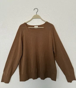 H&M Top Damen Gr. L Braun Langarm Rundhals - Bild 1 von 6