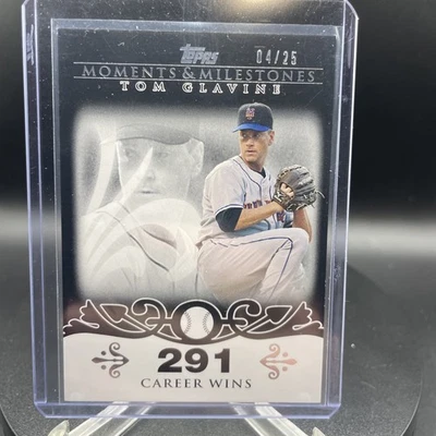 Topps Moments & Milestones Tom Glavine 2008/25 victorias profesionales #137-291 Mets Braves Foto 1 de 2