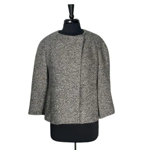 Abrigo Mujer Banana Republic XL Gris Lana Alpaca Mohair Tweed Moto Chaqueta - Imagen 1 de 8
