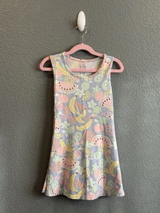 Girls Blue Fruit Pattern Size Small 6/6X Dress Watermelon Cherry Banana Apple - Picture 1 of 10