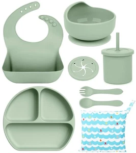Baby Led Weaning Supplies, Complete Bpa Free Silicone Baby Feeding Set, 8pc E... - Picture 1 of 8