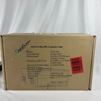 APEVIA X-FIT-200 Black Steel Mini-ITX Tower Computer Case 250W Power Supply - Image 1 of 2