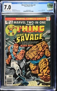 Marvel Two In One #21 CGC 7.0 1976 Joe Sinnott Doc Savage Human Torch App - Picture 1 of 2