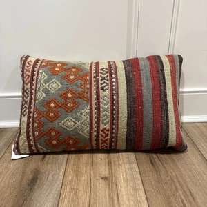 New Lumbar Wool Pillow World Traveler Textiles Decorative India Ethnic BOHO - Picture 1 of 13