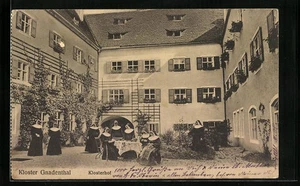 Ingolstadt, Ansichtskarte, Kloster Gnadenthal - Klosterhof mit Nonnen 1914  - Picture 1 of 2