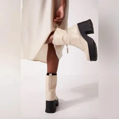 Botines Free People Myles antiguos marfil cremallera plataforma frontal cuero - 7,5 Foto 1 de 4