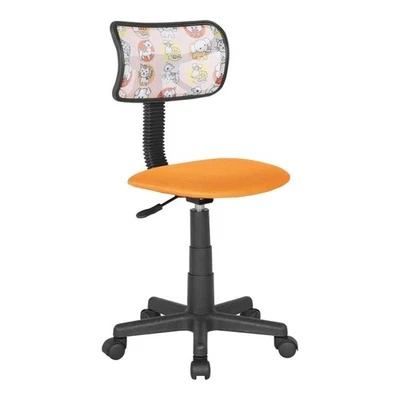 Silla de escritorio rodante JJS de malla ajustable con respaldo bajo y plástico para adolescentes en animal/naranja Foto 1 de 4