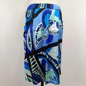 Emilio Pucci Silk Stretch Skirt Thin sizeXL Knee Length Blueish Women's - Picture 1 of 12
