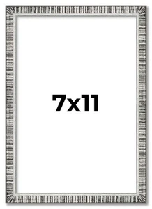 7x11 Frame Silver Picture Frame  Modern Photo Frame UV Acrylic, Acid Free Backer - Picture 1 of 10