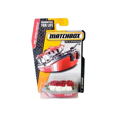 2015 Matchbox MBX Bay Brigade Rescue Boat Red & White Diecast Toy Car - Image 1 of 4