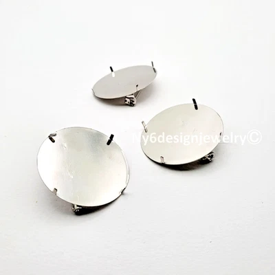 Silver Plated Round Badge Brooch 36mm Pin Trays – DIY Name Tag Blank Disc Caboch - Image 1 of 4