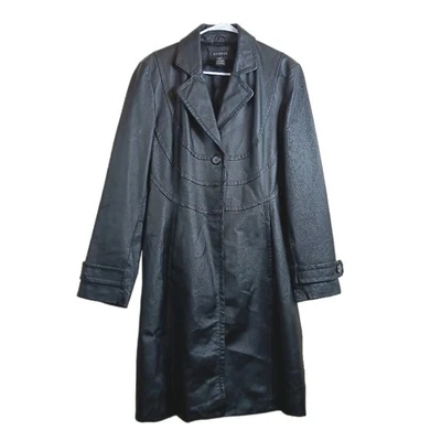 George кожи Тренч женщин большой черный 3 кнопки длиной Neo Matrix готики панк - Изображение 1 из 4