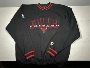 Maglione Vintage Chicago Bulls Starter Nero Rosso NBA Taglia Large Retro HTF Taglia L - Foto 1 di 3