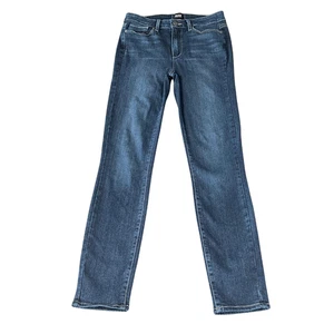 Paige Hoxton Ankle Jeans Womens Size 27 Stretch Mid Rise Denim Dark Wash Blue - Picture 1 of 12