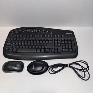 Microsoft Wireless Multimedia Keyboard 1.1 and 2.1 USB Receiver & Mouse WORKING  - Afbeelding 1 van 6