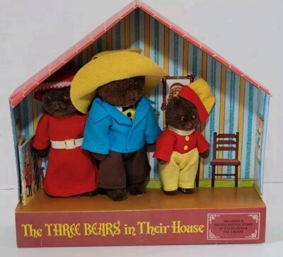 Винтажный набор кукол 1979 Shackman Toys The Three Bears In House - Изображение 1 из 4