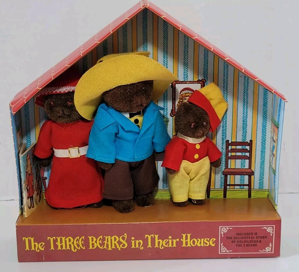 Vintage 1979 Shackman Toys The Three Bears In House Dolls Set - Изображение 1 из 4
