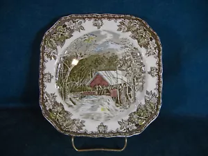 Johnson Brothers Das freundliche Dorf Quadrat 7 1/2" Salatteller Brücke Szene - Bild 1 von 3