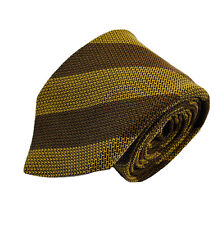 Robert Jensen Dark Brown Light Brown Striped Silk Wool Woven Tie 3.25" NWT