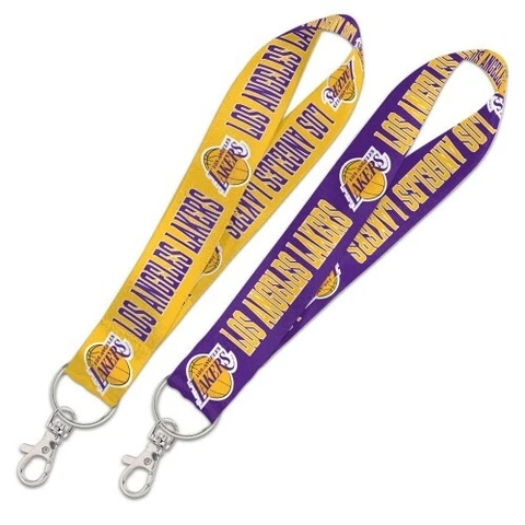 LOS ANGELES LAKERS WRISTLET LANYARD KEY CHAIN 1" WIDTH 8" LENGTH W/ CLASP Cover