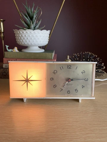 VTG Westclox Moonbeam Illuminated Alarm Clock Starburst Nite Lite 1960s Works Cover