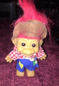 Russ Troll Doll 4 1/2” Yellow Hair Brown Eyes! Hillbilly Mountain Man Troll - Picture 1 of 6